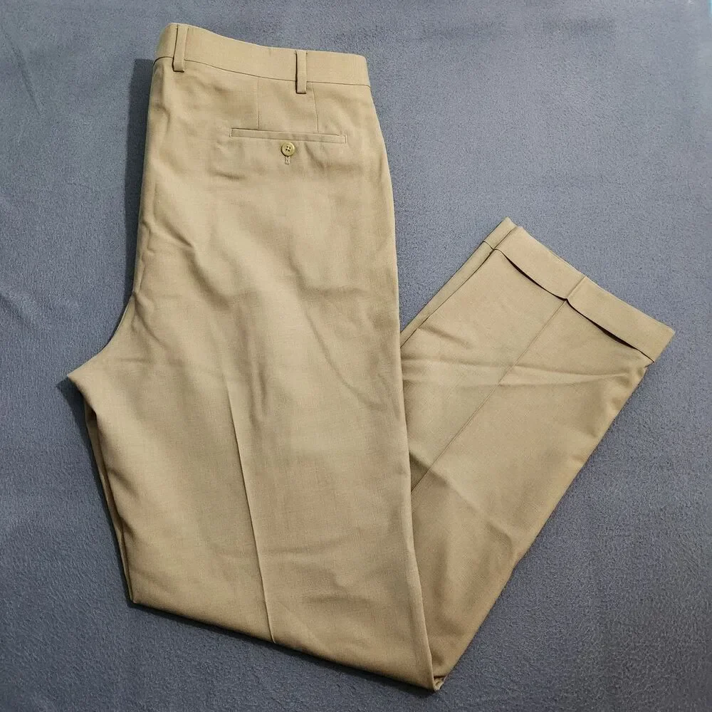 Lauren Ralph Lauren Men 40(41)X34 Tan Total Comfort Pleated Dress Pants